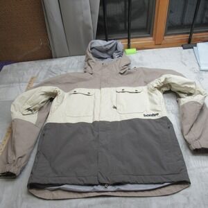 Bonfire Jacket Mens Large White Gray Snowboard Hooded Waterproof Insulated Parka